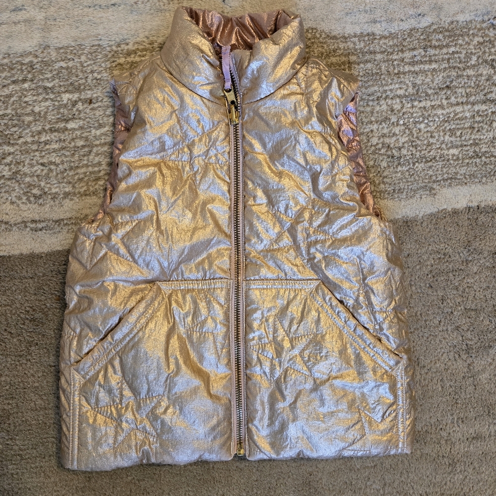 Girls J. Crew Crewcuts Sleeveless Vest Size 4 - 5 metallic quilted stars